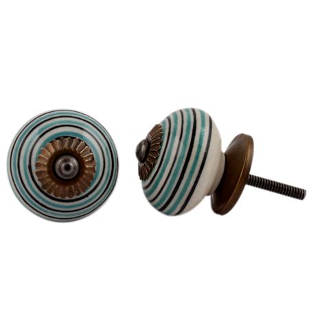 Sage Green Black Striped Knobs